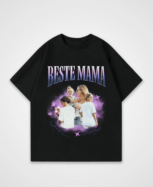 Custom Oversized Vintage Bootleg T-Shirt ''Beste Mama'' Black