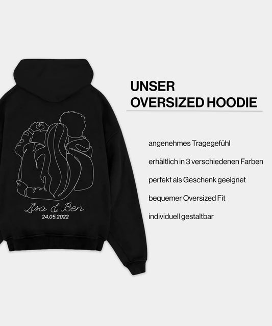 Customized Couple Drawing Oversized Hoodie