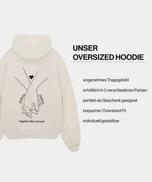 Customized Drawing Holding Hands Couple Hoodie