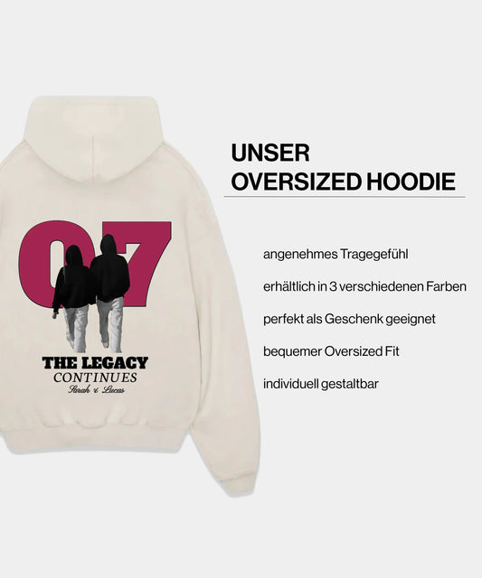 Customized Initial Date Couple Oversized Hoodie