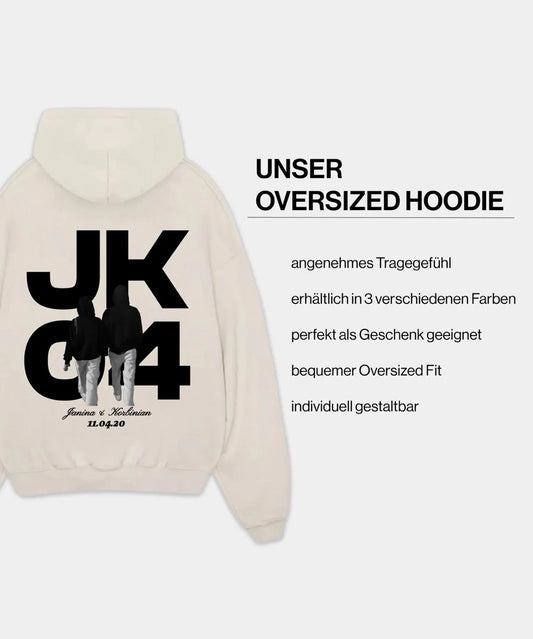 Customized Initial Couple Oversized Hoodie