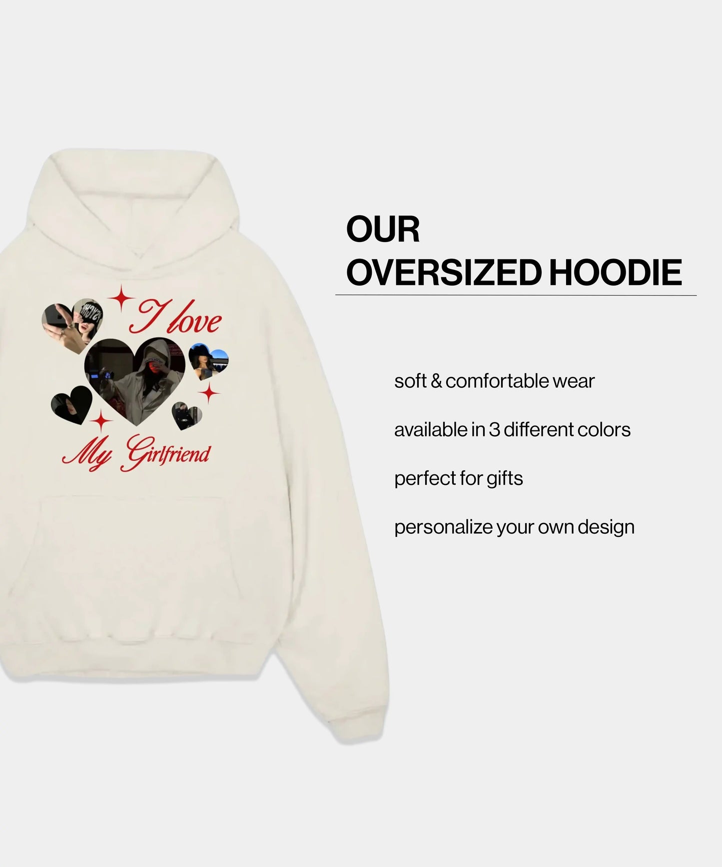 Customized Oversized Hoodie ''I Love My Girlfriend''