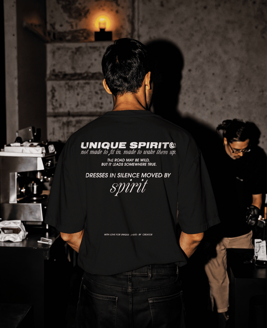 UNIQUE SPIRIT BLACK OVERSIZED UNISEX T-SHIRT